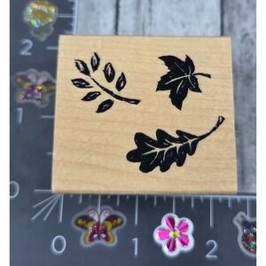 Great Impressions Falling Leaves Background D305 Rubber Stamp Wood #S28